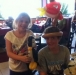 Customers with a Penguin and an Angry Bird hat at Del Pueblo. 