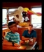 A customer with a fire-breathing eagle at Pizza Hut.